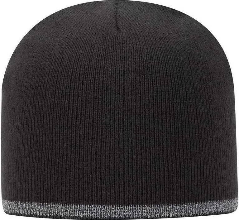 OTTO 91-1237 100% Acrylic 8" Reflective Beanie - Charcoal Gray