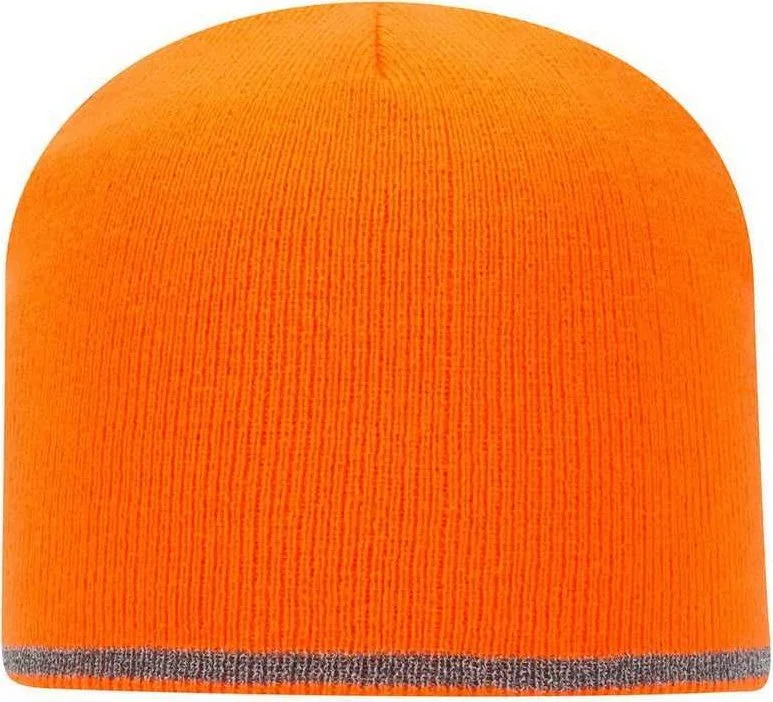 OTTO 91-1237 100% Acrylic 8" Reflective Beanie - Neon Orange