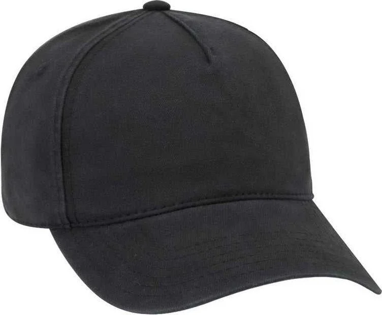 OTTO 99-940 Ultra Soft Superior Garment Washed Brushed Cotton Twill 5 Panel Low Profile Pro Style Cap - Black