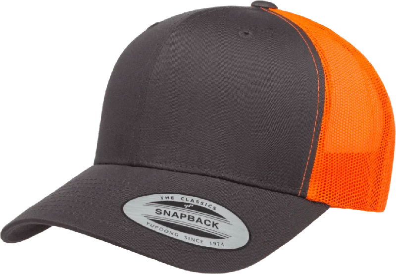 Yupoong 6606T Classics Retro Trucker Cap 2-Tone - Charcoal Neon Orange