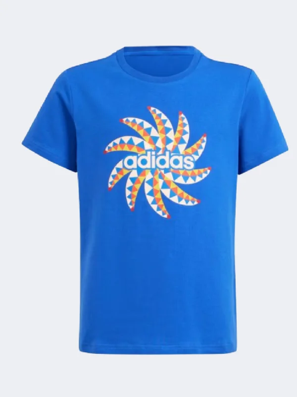 Adidas X Farm Rio Graphic Girls Sportswear T-Shirt Blue/Chalk White