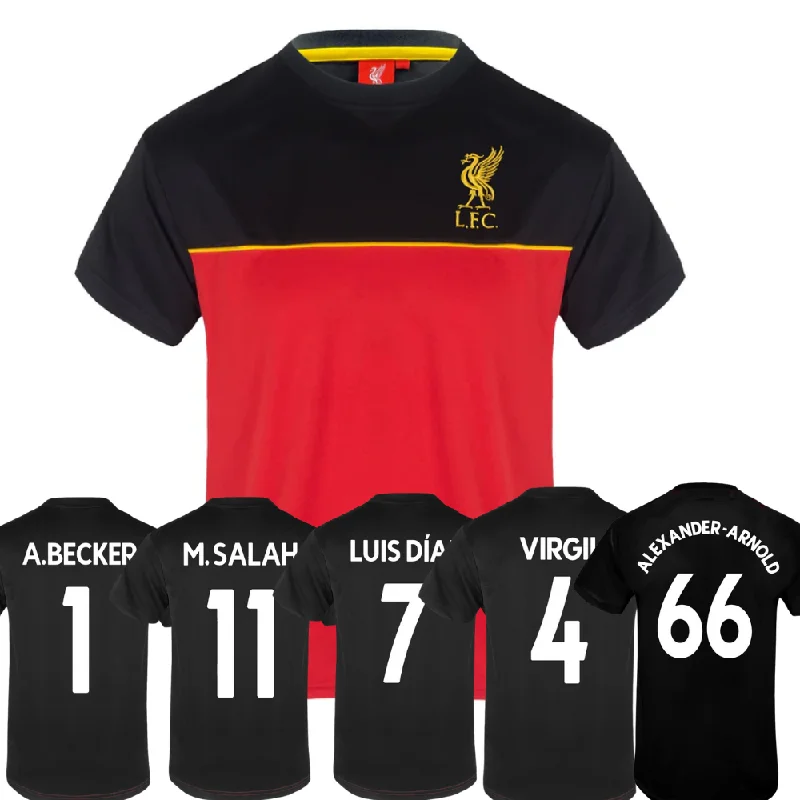 Liverpool FC Official Boys Player Poly Training Tee- Black