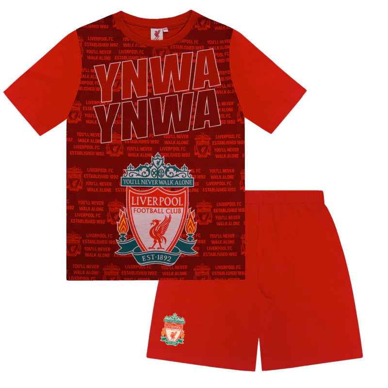 Liverpool FC Official YNWA Boys Shorts & Tee Pyjama Set