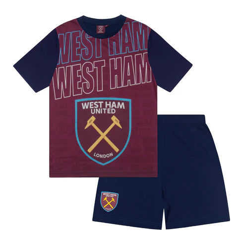 Official West Ham United FC Boys Shorts & Tee Pyjama Set