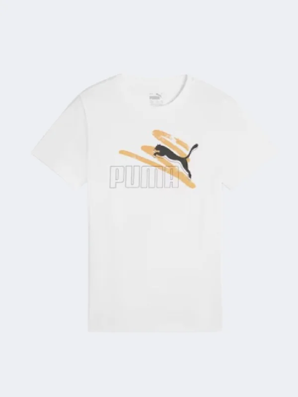 Puma Essential Plus Logo Lab Summer Boys Lifestyle T-Shirt White