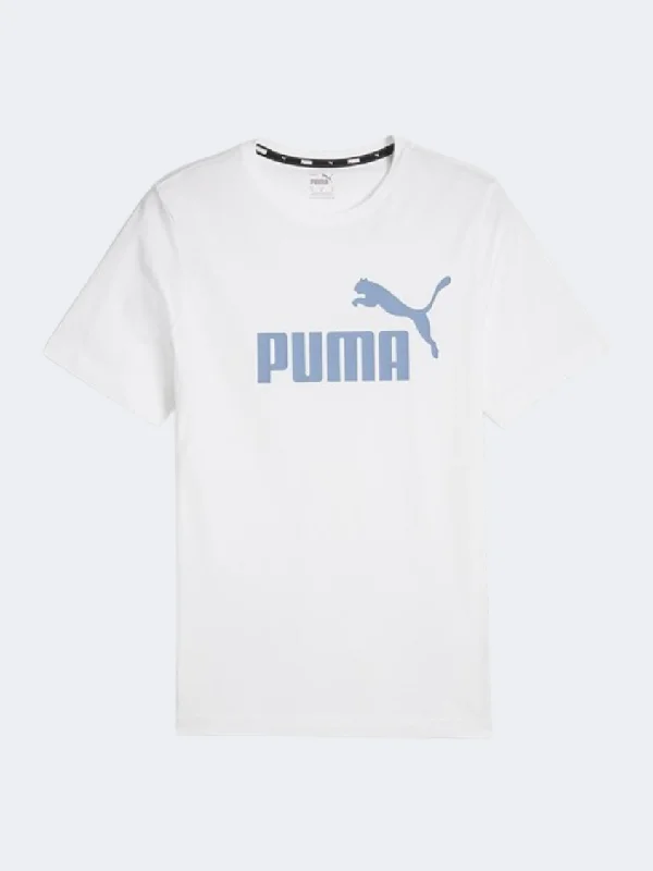 Puma Essentials Logo Men Lifestyle T-Shirt White/Zen Blue