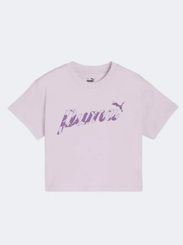 Puma Essentials Plus Blossom Aop Girls Lifestyle T-Shirt Grape Mist