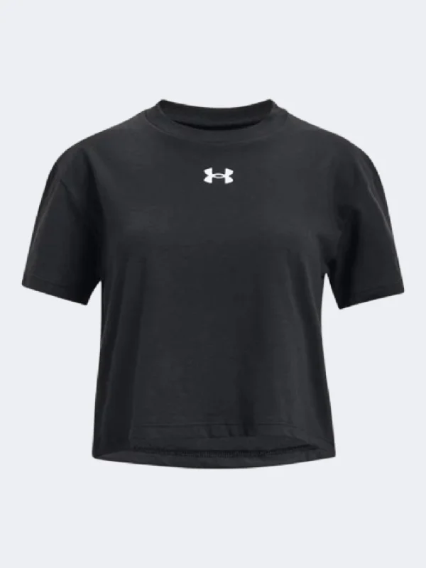 Under Armour Sportstyle Logo Girls Training T-Shirt Black/White